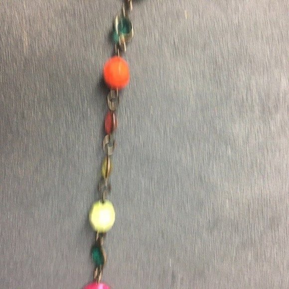 Long Bronze Multicolor Necklace Mother Of Pearl Seashell Faceted Transluscent - Picture 3 of 9